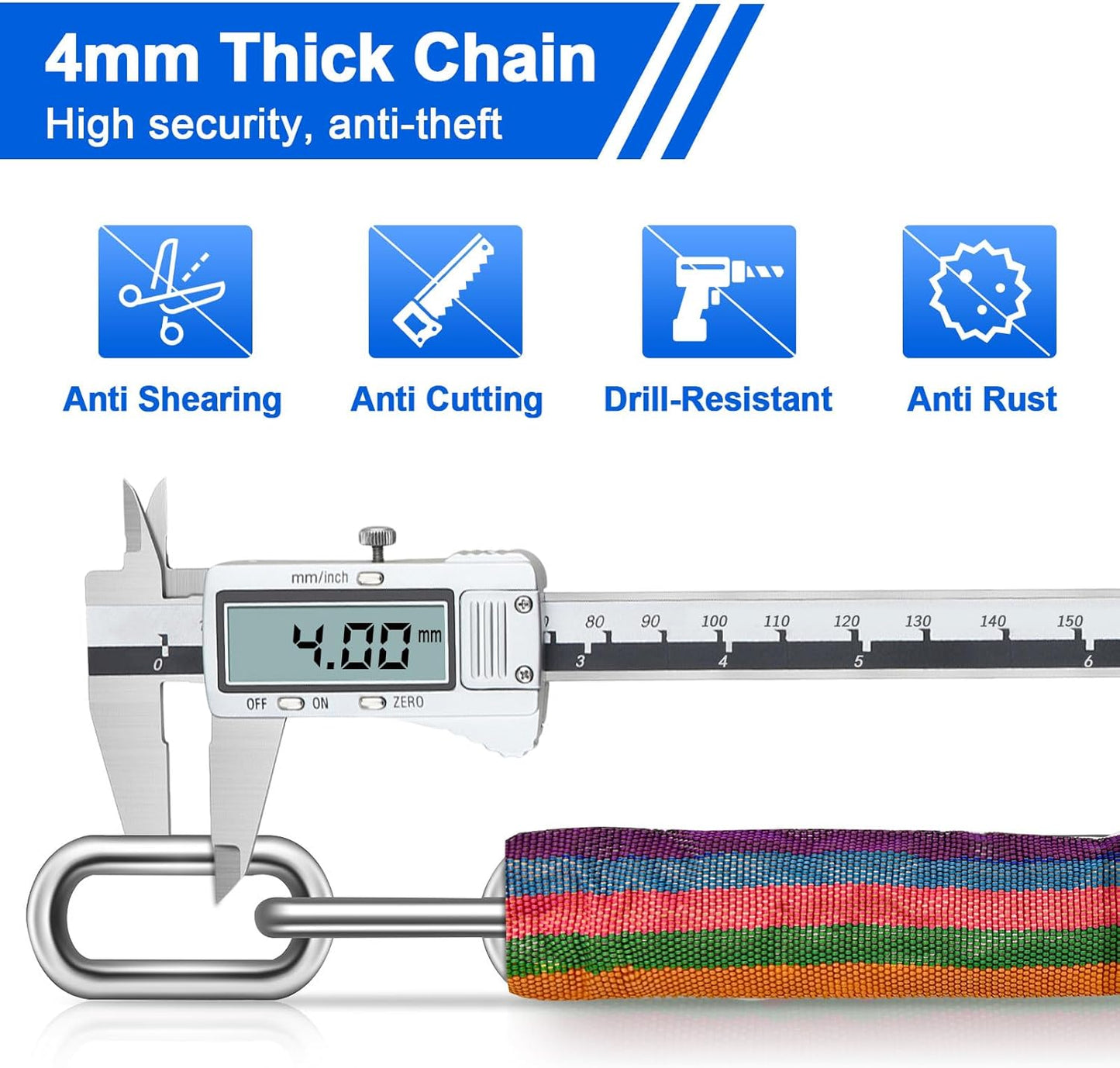 NDakter Heavy-Duty Bike Lock - 5-Digit Combination Security Chain | 2.62 to 6 Ft Length, Anti-Theft Design