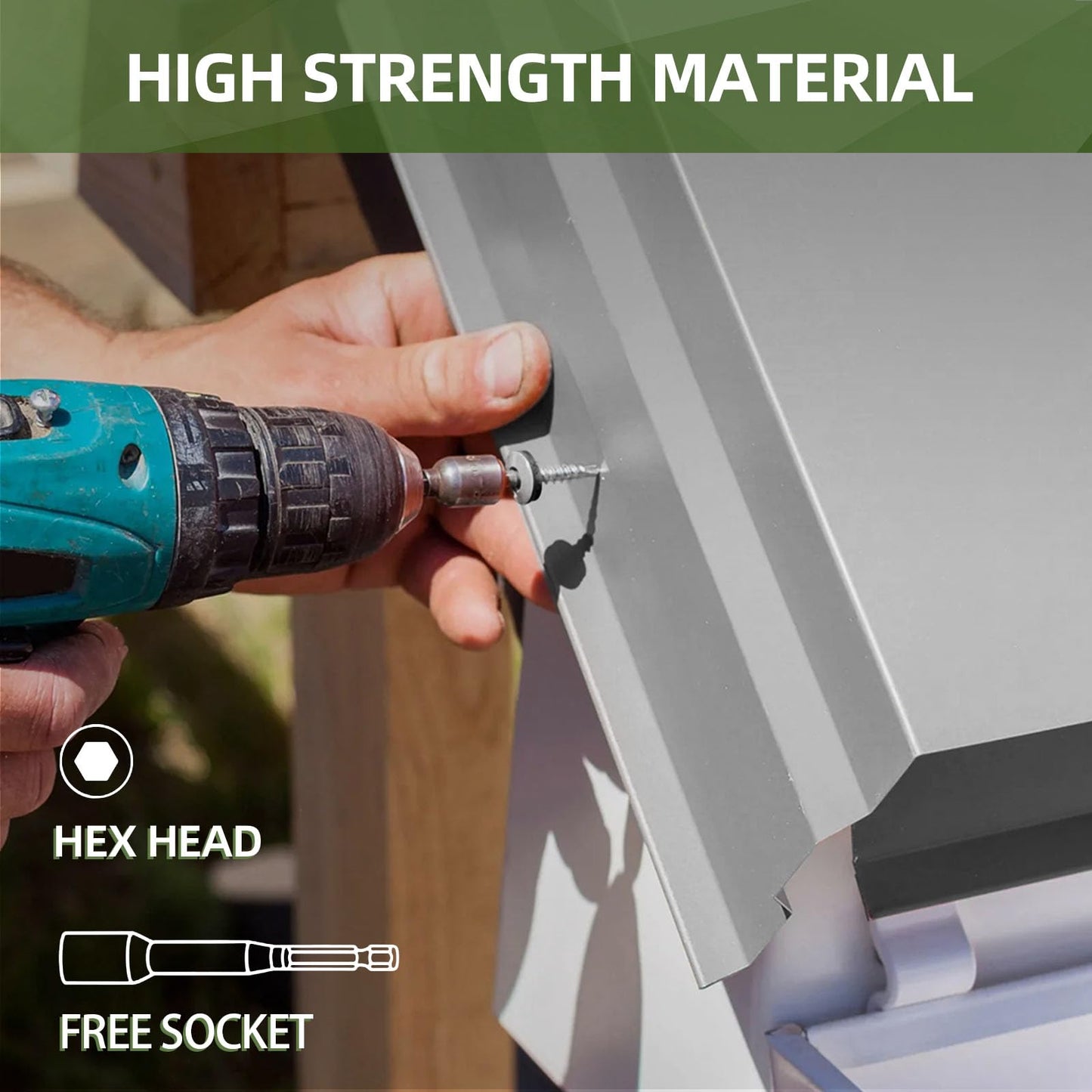 #10 x 2 (50 PCS) Metal Roofing Screws with Rubber Washer, Hex Head Self Tapping Screws for Metal, Self Drilling Sheet Metal Screw, Hex Bit Socket Included