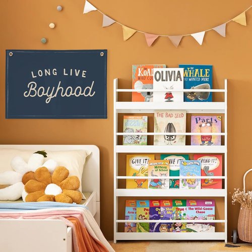 Long Live Boyhood Banner by Navy Blue Decor - Stylish Wall Hanging for Boys' Rooms | 30x20 Linen Flag
