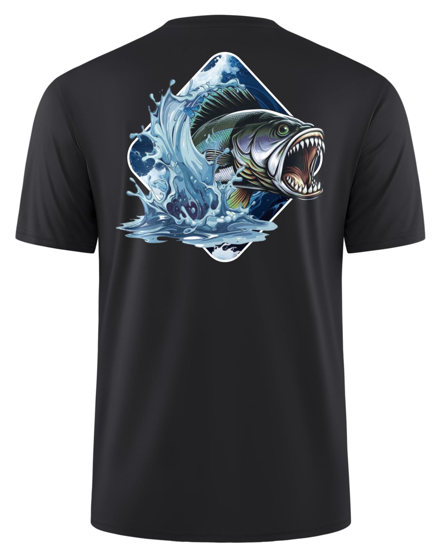 Pudolla Men's Fishing Swim Shirts Short Sleeve Sun Protection UV UPF 50+ SPF T-Shirt(Black_Background_Fish XL)