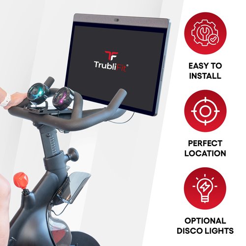 Dual Bike Fans with Phone Tray for Peloton Bike - All-Metal Phone Holder - No Batteries Required - Accessories for Peloton Bike - Compatible with Cross Training Bike