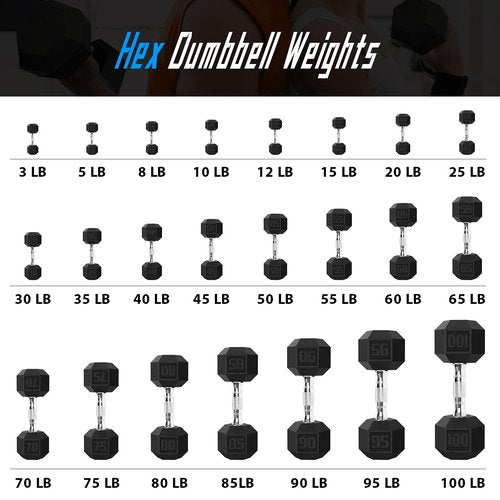 Balelinko Hex Dumbbells Free Weights Set with Metal Handles Rubber Encased Solid Cast Iron Hex Dumbbell in Pair, 10 LBS