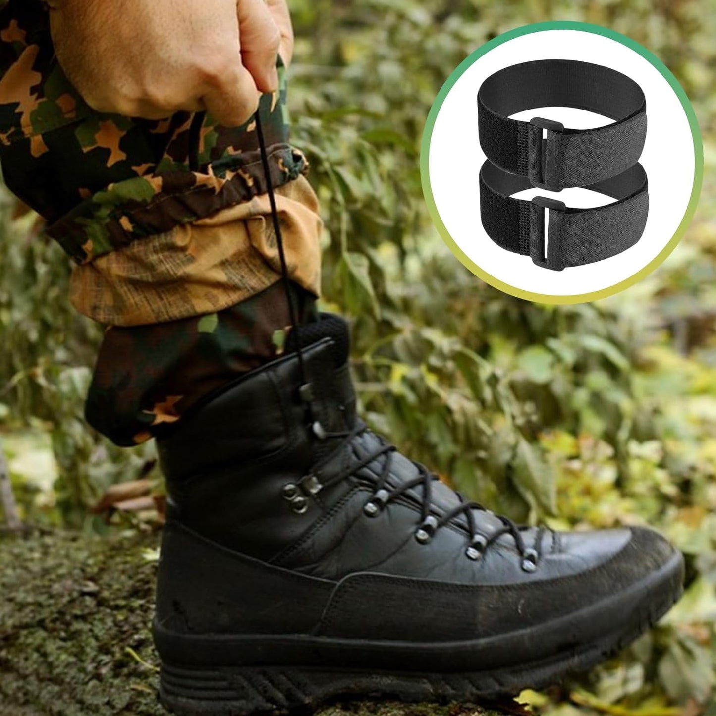 Skiennix 6 PCS Non-Elastic Boot Straps - Adjustable Ankle Straps with Anti-Slip Strips for Outdoor Activities | Black
