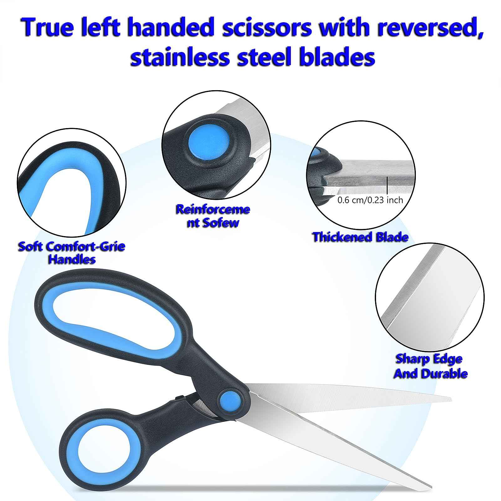 Left Handed Scissors, Kitchen Shears and Can Opener, Peeler Set, Lefty Tools Utensils for Left Hand People/Adults (4 in 1)