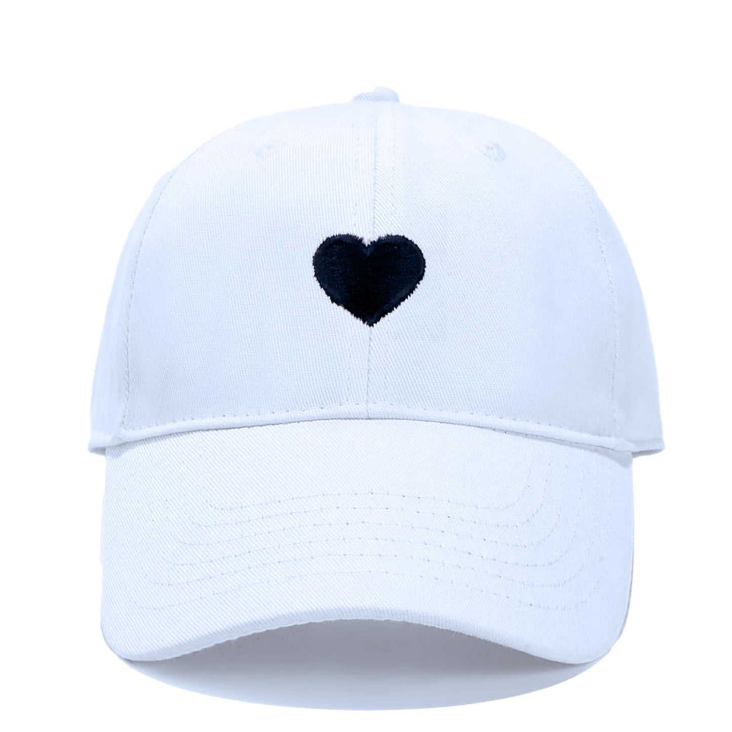 JYNBELSOR Heart Embroidered Baseball Cap, Cotton Adjustable Hat for Women Mom Hat Plain Cap White