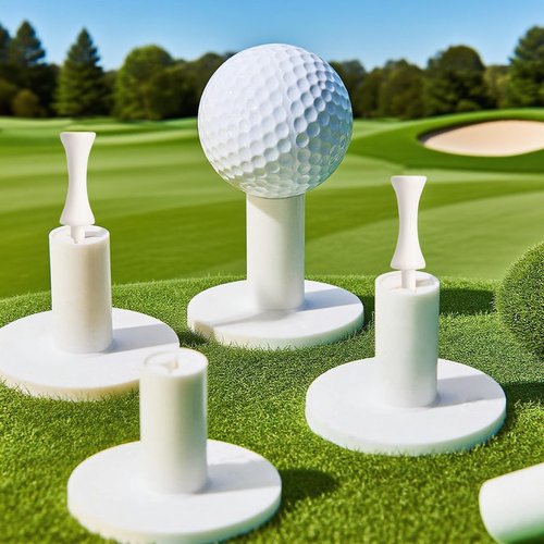 heqxwl Rubber Golf Tees for Mats, Cross Shaped Golf Tee Holder Set for Driving Range & Simulator Practice, 5 Sizes 10p Unbreakable Tees & 20p Ball Stud for Indoor Outdoor Use (White)
