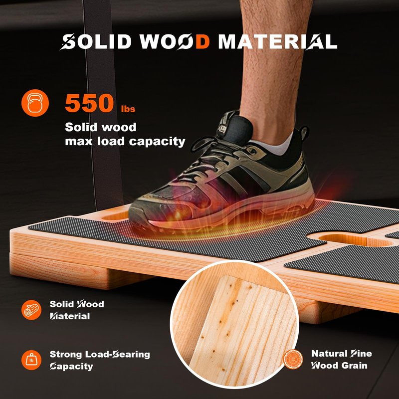 Wooden Fitness Board,180° foldable,resistance band board with honeycomb anti-slip design,natural pine exercise step platform for Band Training, Stretching, and Full-Body Home Gym