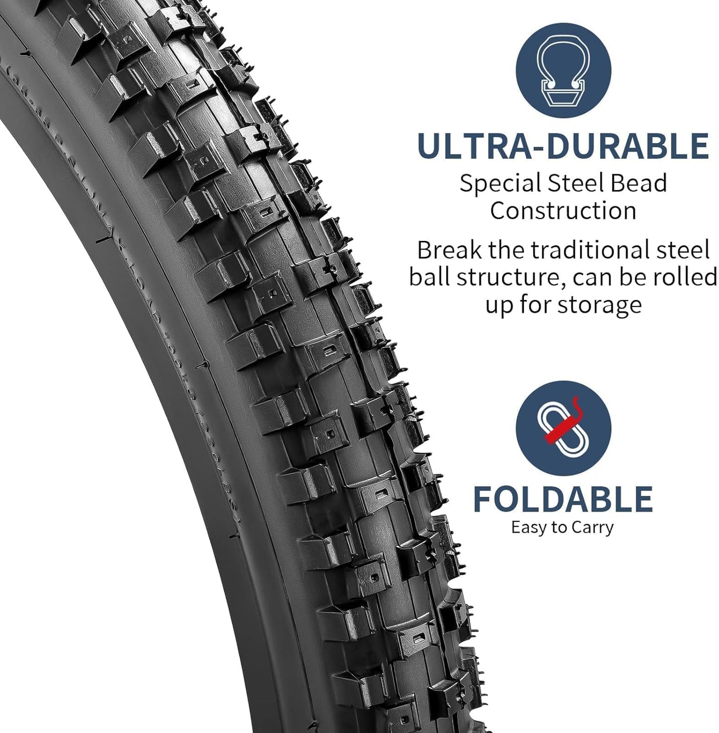 YUNSCM 26" Mountain Bike Tires - Heavy Duty 26x2.30 & 26" Tubes with Schrader Valve | Off-Road Ready