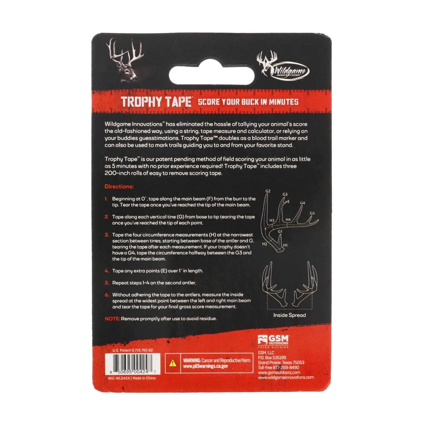 WILDGAME INNOVATIONS Trophy Tape, 3 Roll Pack | Easy-to-Remove Accurate Bright Orange 600in Adhesive Scoring Tape for Measuring Deer Antlers