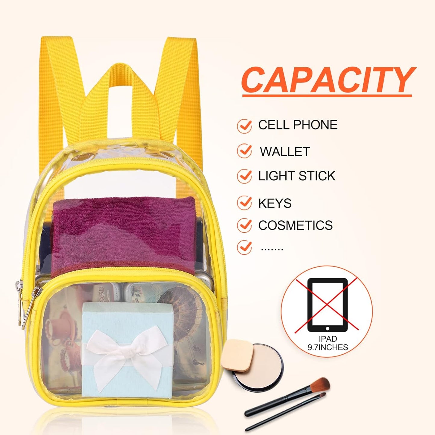 USPECLARE Clear Mini Backpack - Stadium Approved Transparent Bag for Kids | Perfect for Concerts & Festivals
