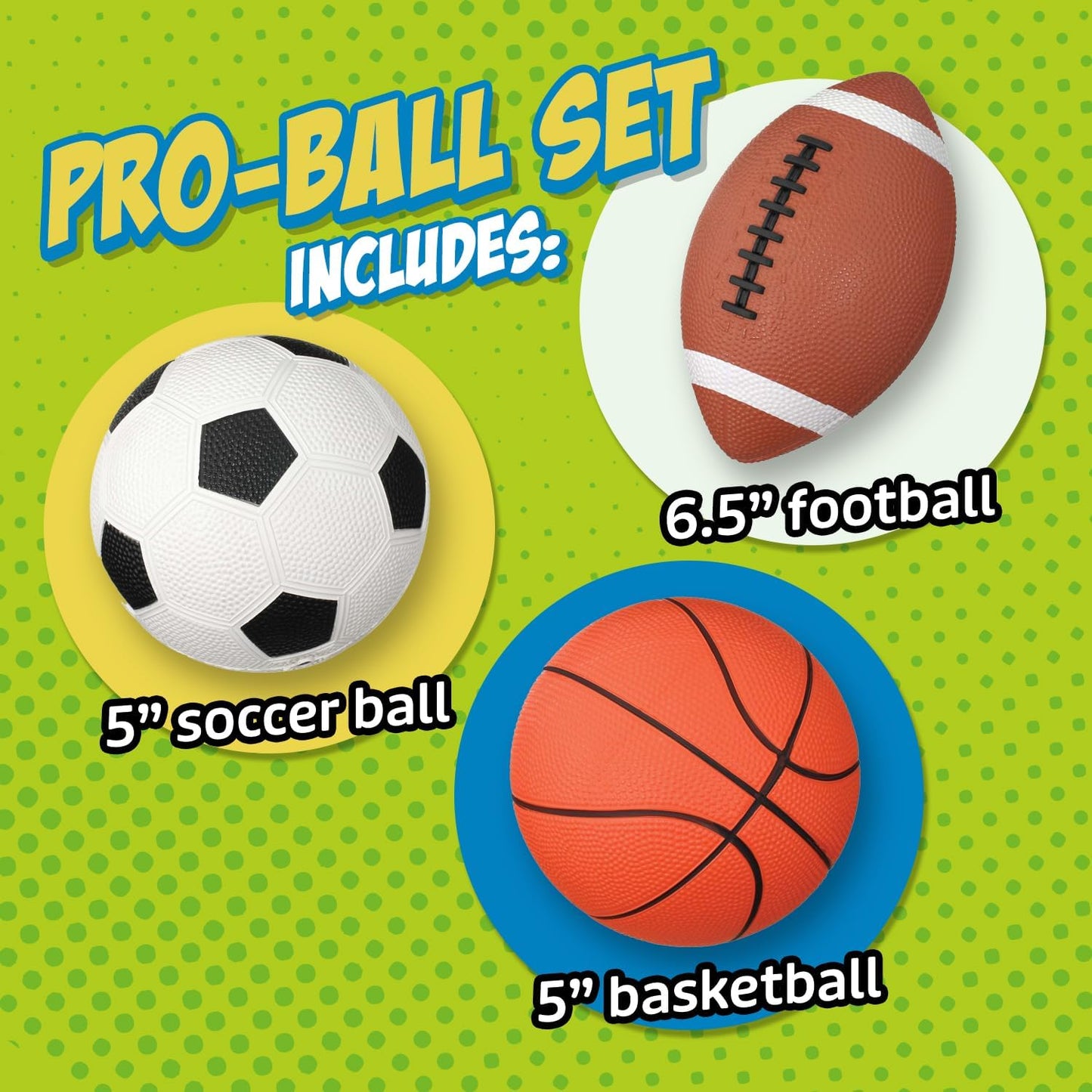Toysmith Pro-Ball Set | 3-Pack Toddler Sports Balls for Ages 3+ - Indoor/Outdoor Play, Gift Idea
