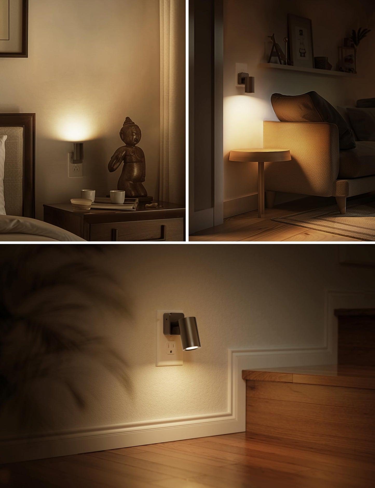 L LOHAS LED Night Lights Plug into Wall, [2-Pack] Rotatable Night Light with Dusk to Dawn Sensor, 0-100 LM Brightness Adjustable,Soft White 3000K Nightlight for Adults Bathroom Hallway Stairs