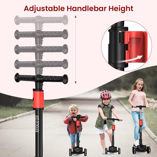 KickScooter 2-in-1 Adjustable Kids Scooter - 5-Level Handlebar, Removable Seat, LED Wheels | Foldable Design for Ages 3-12