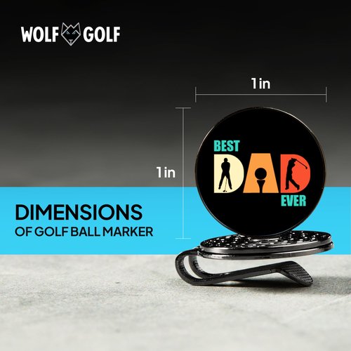 Wolf Golf Towels Golf Ball Marker Hat Clip Gift Set | Best Dad by Par | | 1 Magnetic Clip + 3 Ball Markers | Golf Accessories for Men