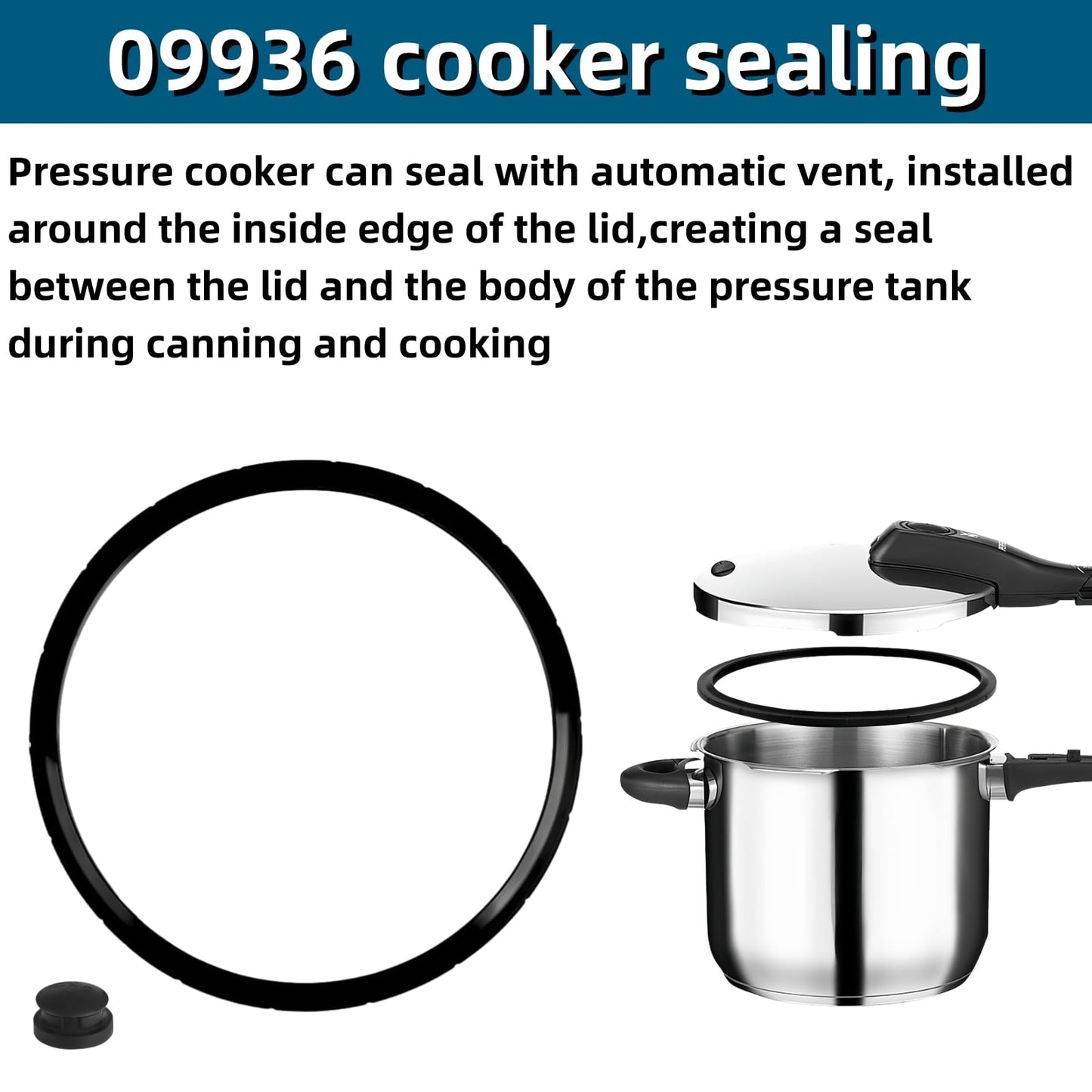 09936 Pressure Cooker Sealing Ring, Overpressure Plugs Fit for Presto Pressure Cooker, Model 4 Quart 6 Quart, Replace 0126002 0136102 0136403 0136304 0136001 0216001