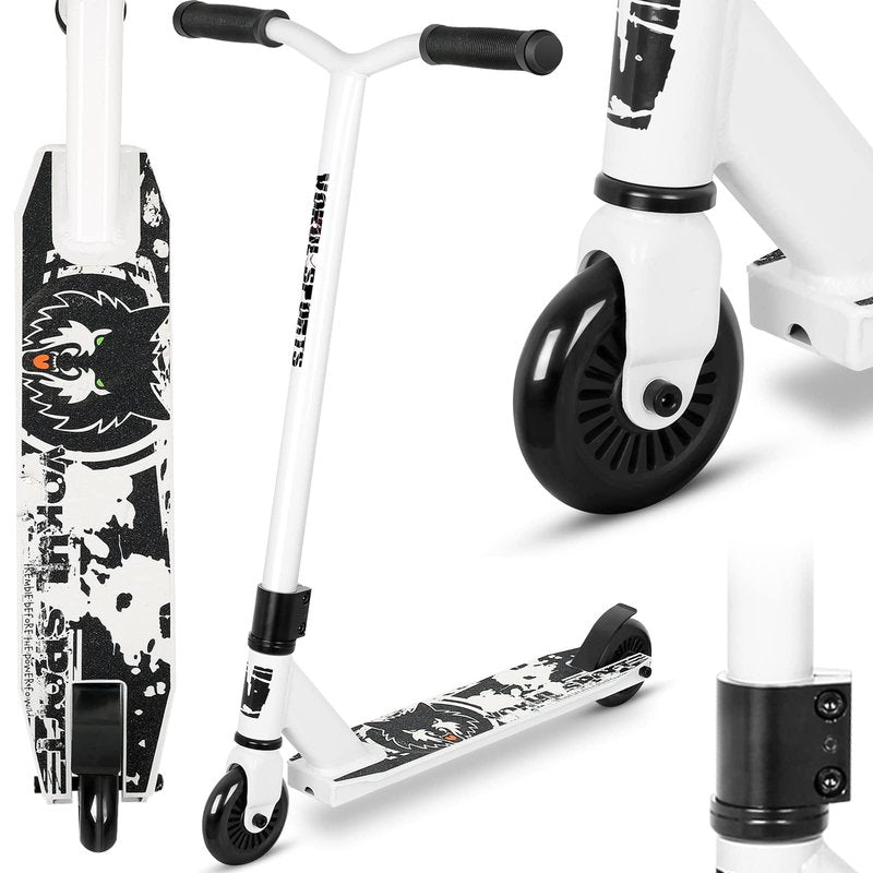 Pro Scooter - Trick Scooters | Entry Level Stunt Scooter for Kids Ages 6-12 Years and Up, Lightweight Complete BMX Freestyle Scooter for Beginners (2022 Black White)