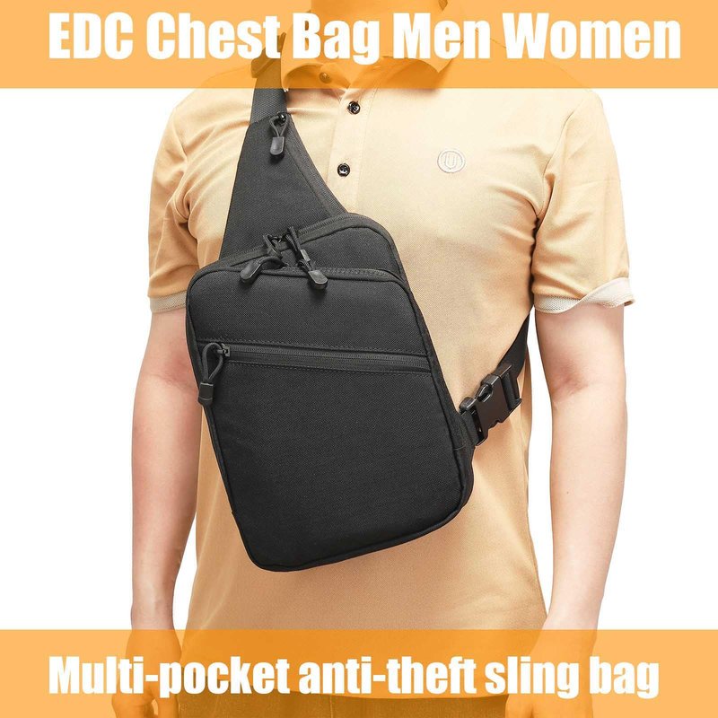 VTACOUTV Concealed Carry Crossbody Bag for Men Women, Sling Gun Pack Shoulder Chest Daypack EDC CCW Range Bags of Handgun (Black)