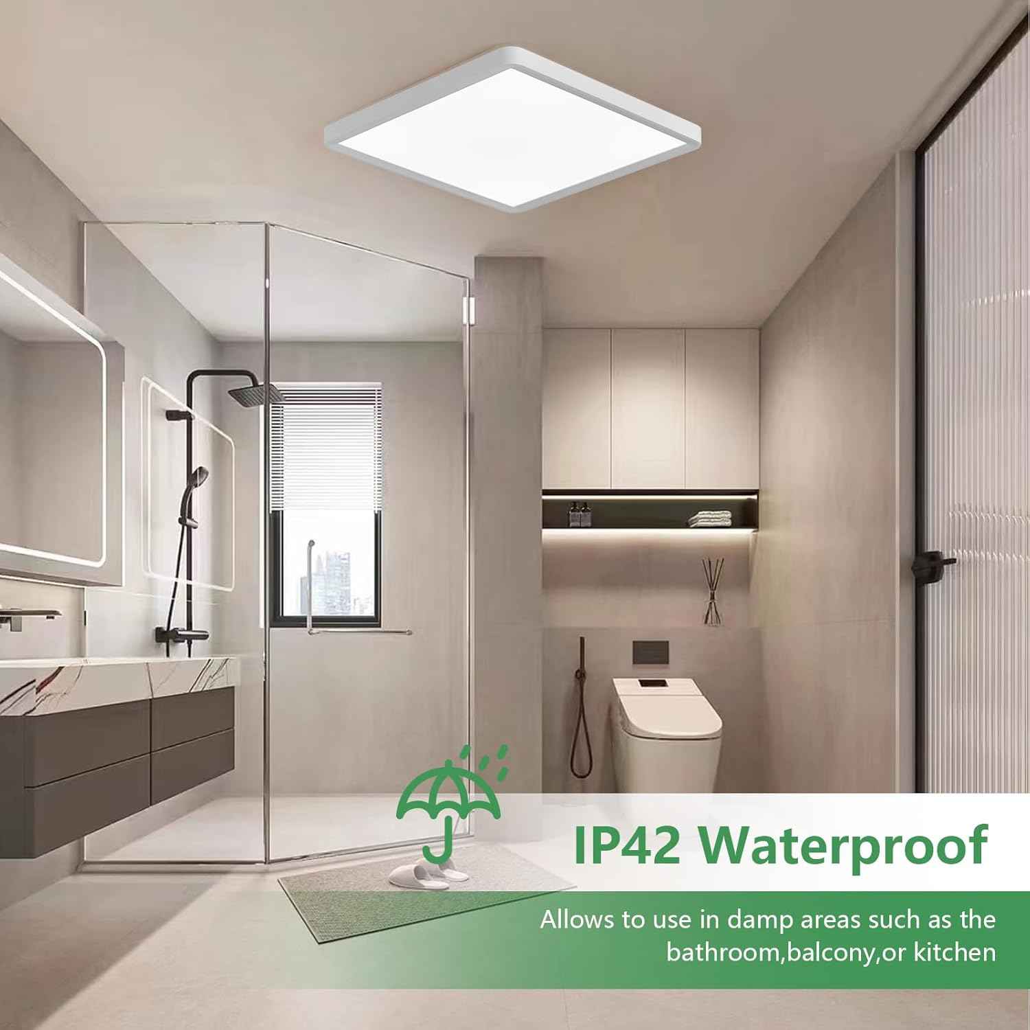 50W 20-Inch LED Flush Mount Ceiling Light - 5000LM, CCT Selectable, Low Profile for Hallway, Kitchen, Bedroom
