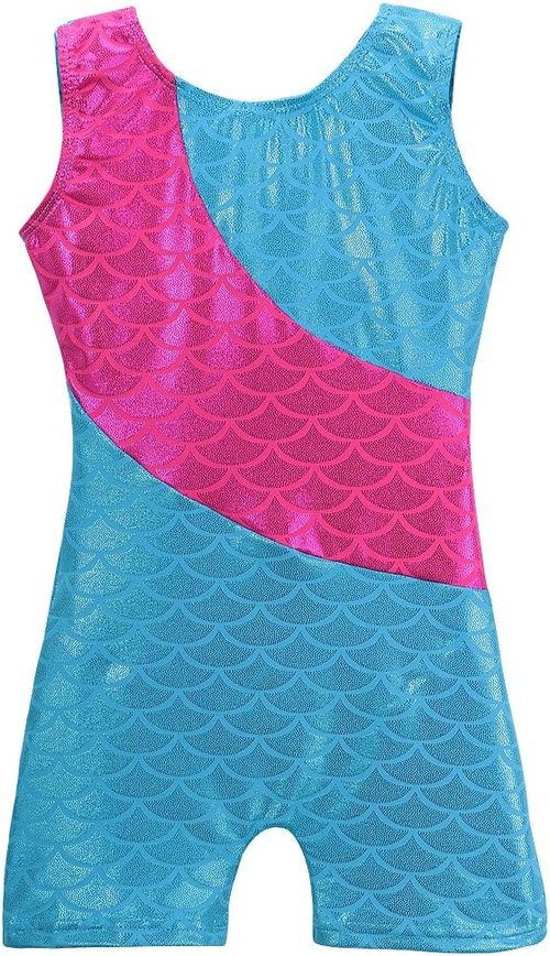 HOZIY Leotards for Girls - Sparkling Snowflake Biketard in Blue, Purple & Hot Pink