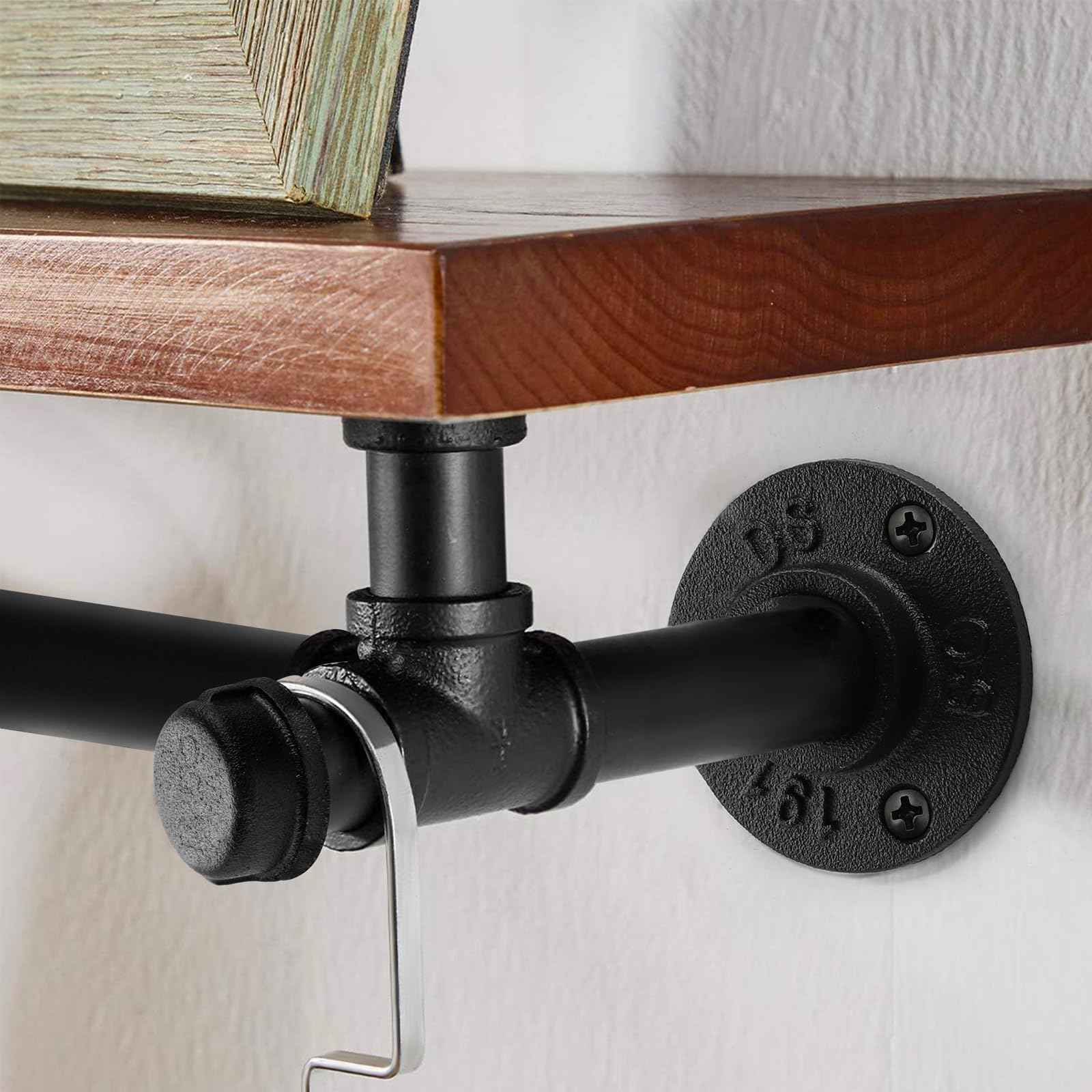 1" Black Pipe Fittings 4-Way Side Outlet Tee - Home Expert 4 Pack Malleable Cast Iron Threaded Pipe Fittings for Industrial Pipe Shelves Bracket, Vintage Industrial Pipe Furniture