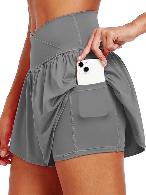 CADMUS Women's 2-in-1 Athletic Shorts - Flowy Spandex Butterfly Workout Tennis Skorts