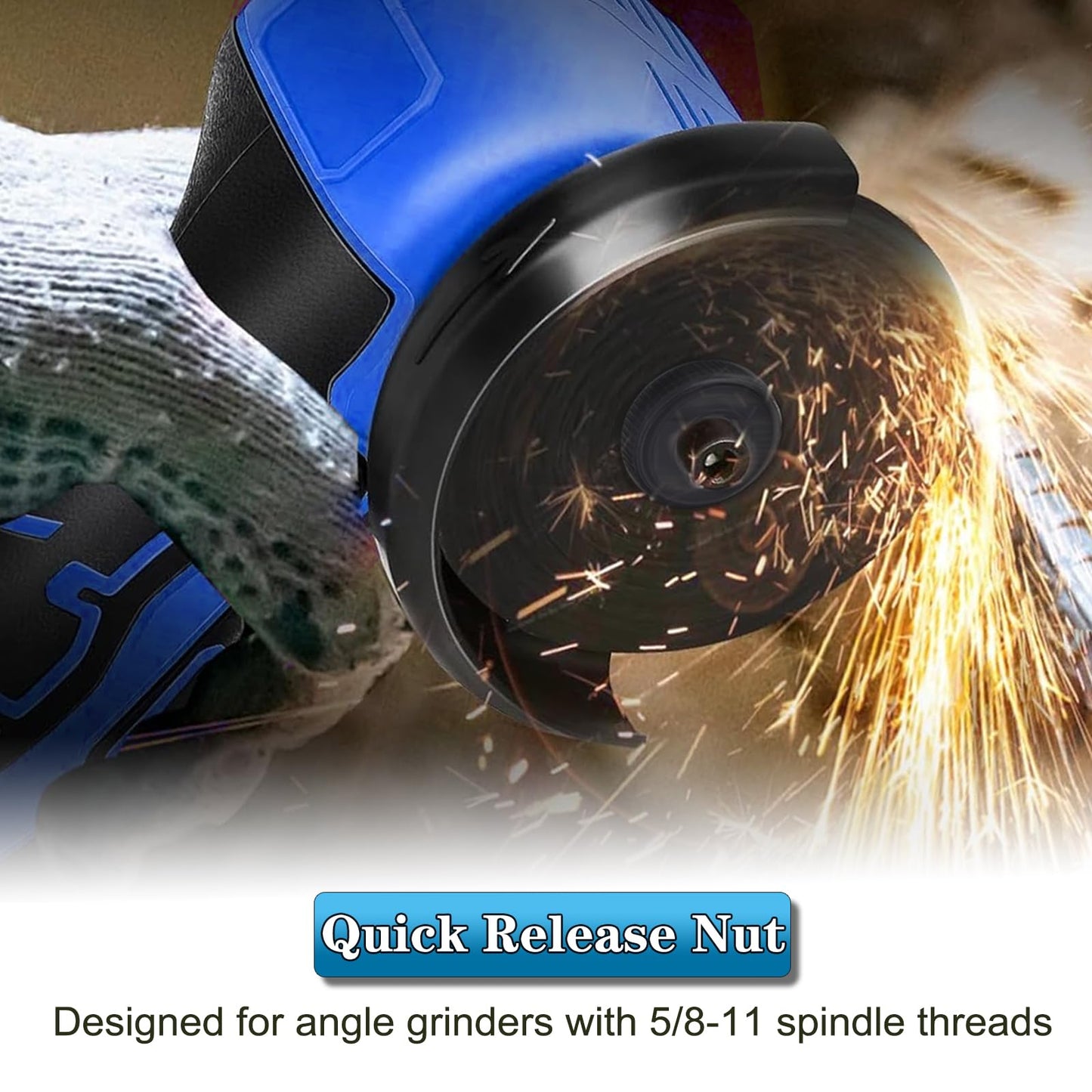 Saipe 5/8''-11 Thread Angle Grinder Flange Nut, Metal Grinder Lock Nut Quick Release Locking Nut for Angle Grinder with 5/8-11 Threaded Spindle (Black)