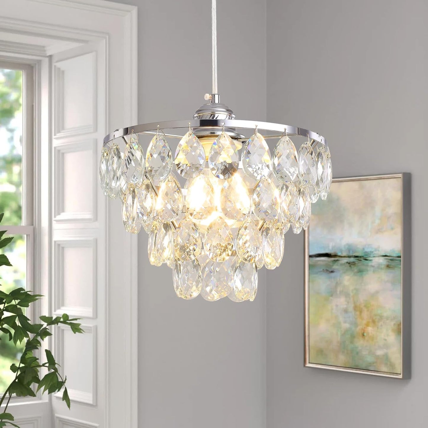Gold Crystal Mini Chandelier - Modern Flush Mount Ceiling Light for Hallway & Bedroom
