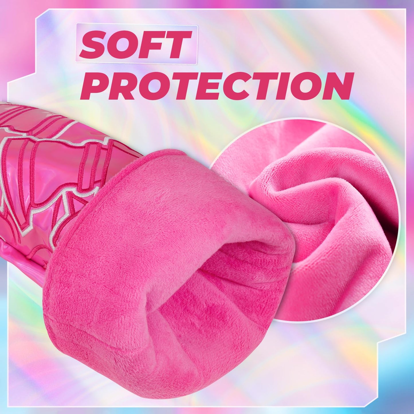 LZFAN Golf Club Head Covers Driver Fairway Wood Hybrid Golf Club Headcover Leather Protector Heavy Embroidered Colorful Jellyfish (Pink Pony)