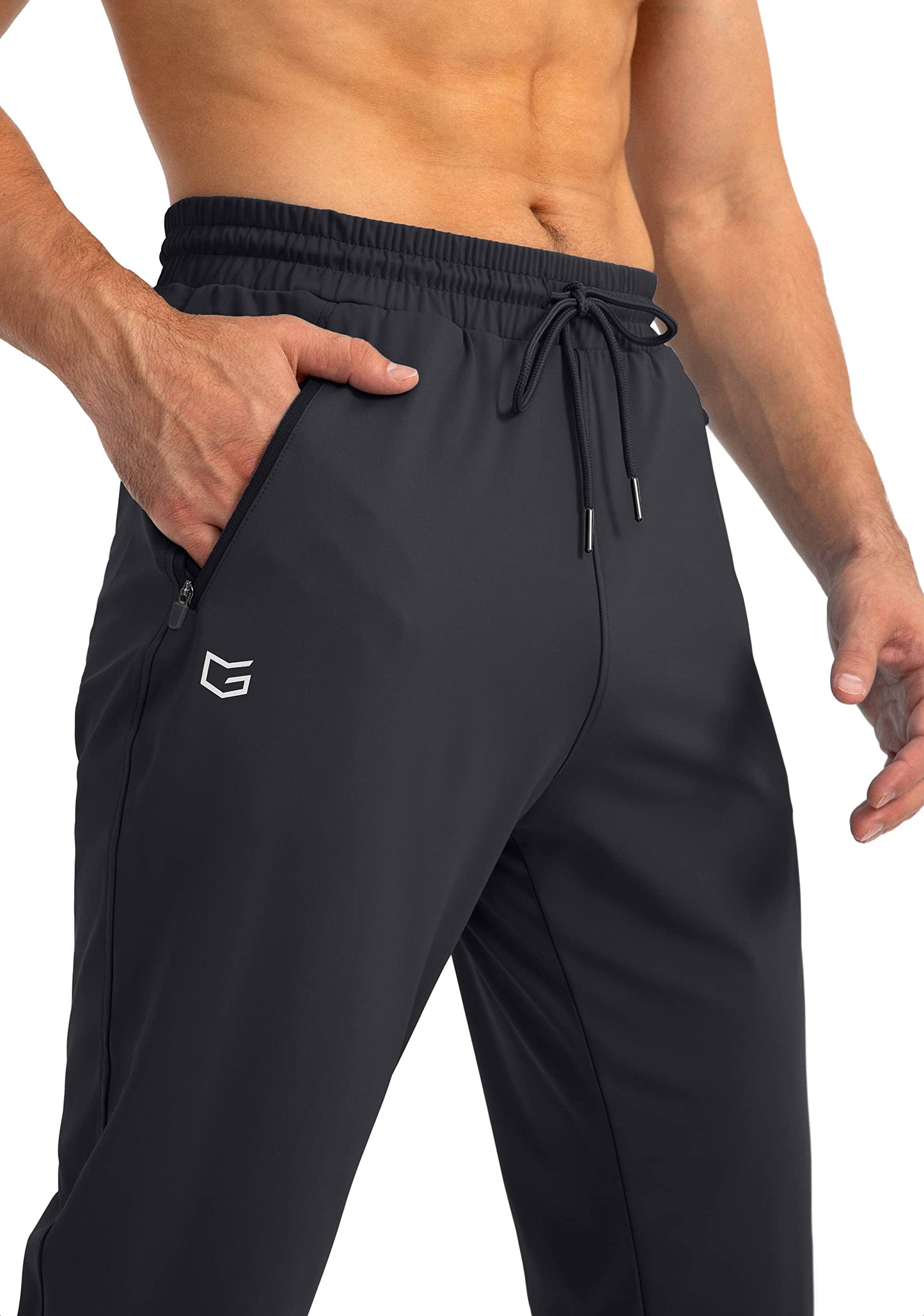 G Gradual Men's Sweatpants with Zipper Pockets Tapered Joggers for Men Athletic Pants for Workout, Jogging, Running (Black, X-Large)