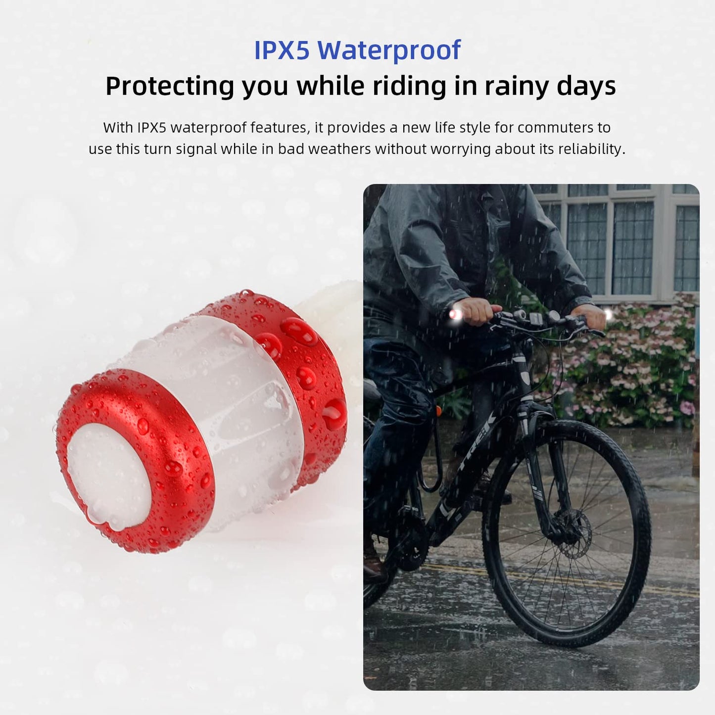 ulip Handlebar Grip Light Turning Signals for Bicycle Turn Signals for E-Scooters USB Rechargeable Indicator Lamp Smart Safety Warning Lights 3 Light Modes Red White
