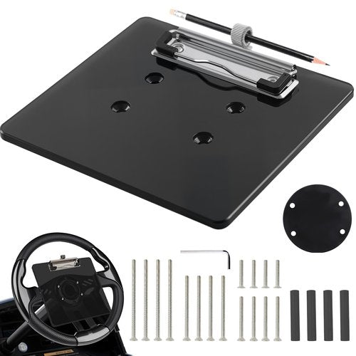 LEAPGOMAX Golf Cart Scorecard Holder with Pen Holder on Golf Cart Steering Wheel for EZGO Club Car Yamaha Golf Carts Black（Note Do Not Include Golf Cart Steering Wheel