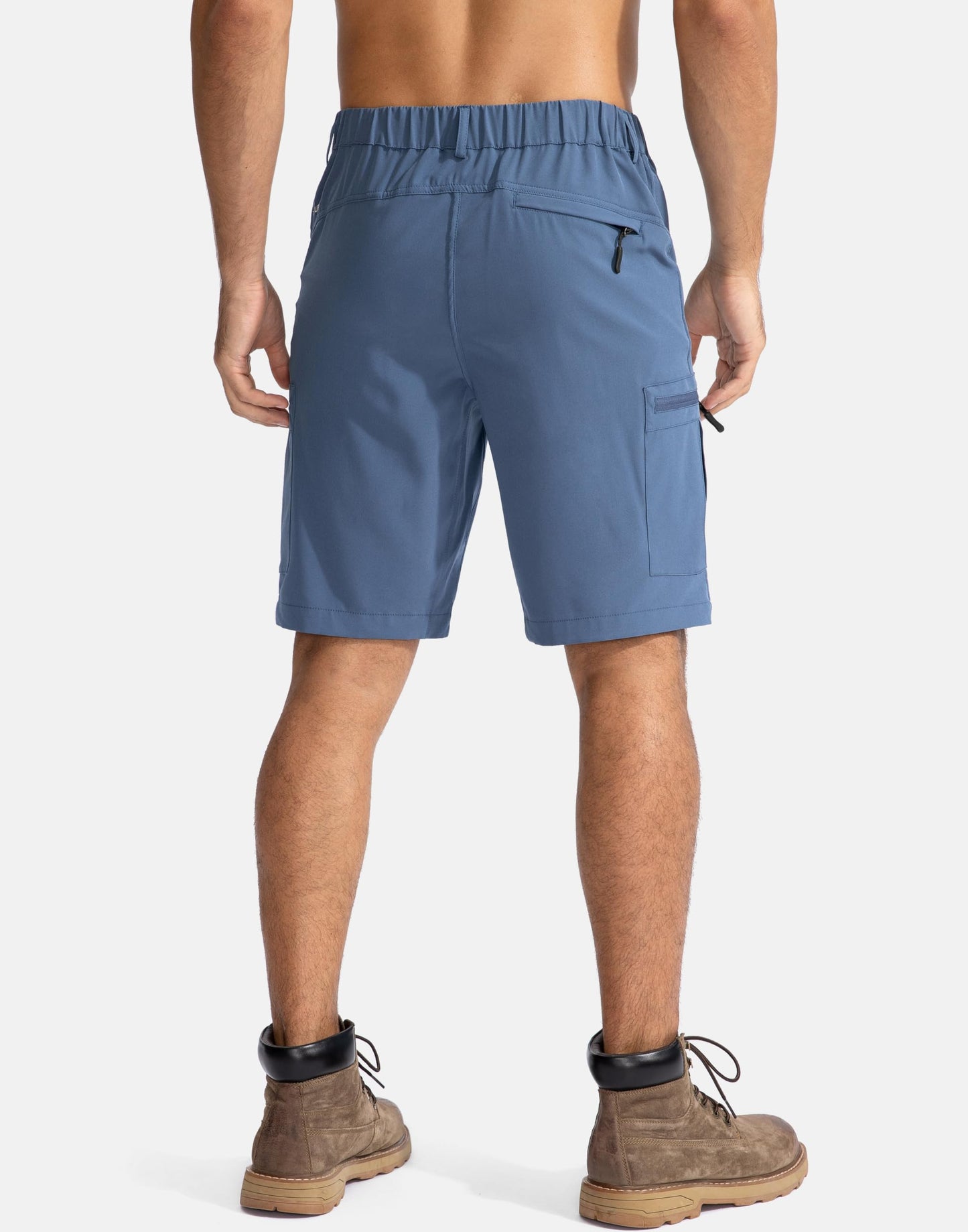 Pudolla Men's Hiking Cargo Shorts 9" Lightweight Outdoor Work Shorts for Men Travel Golf Camping Casual with 5 Zipper Pockets(Blue 3X-Large)