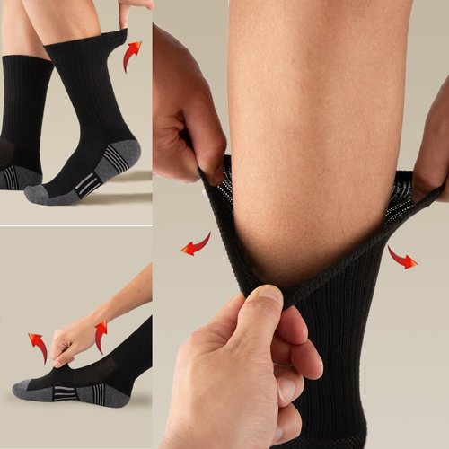 COOVAN 8 Pairs Mens Crew Socks Cushioned Moisture Wicking Athletic Heavy Duty Work Sport Breathable Training Socks