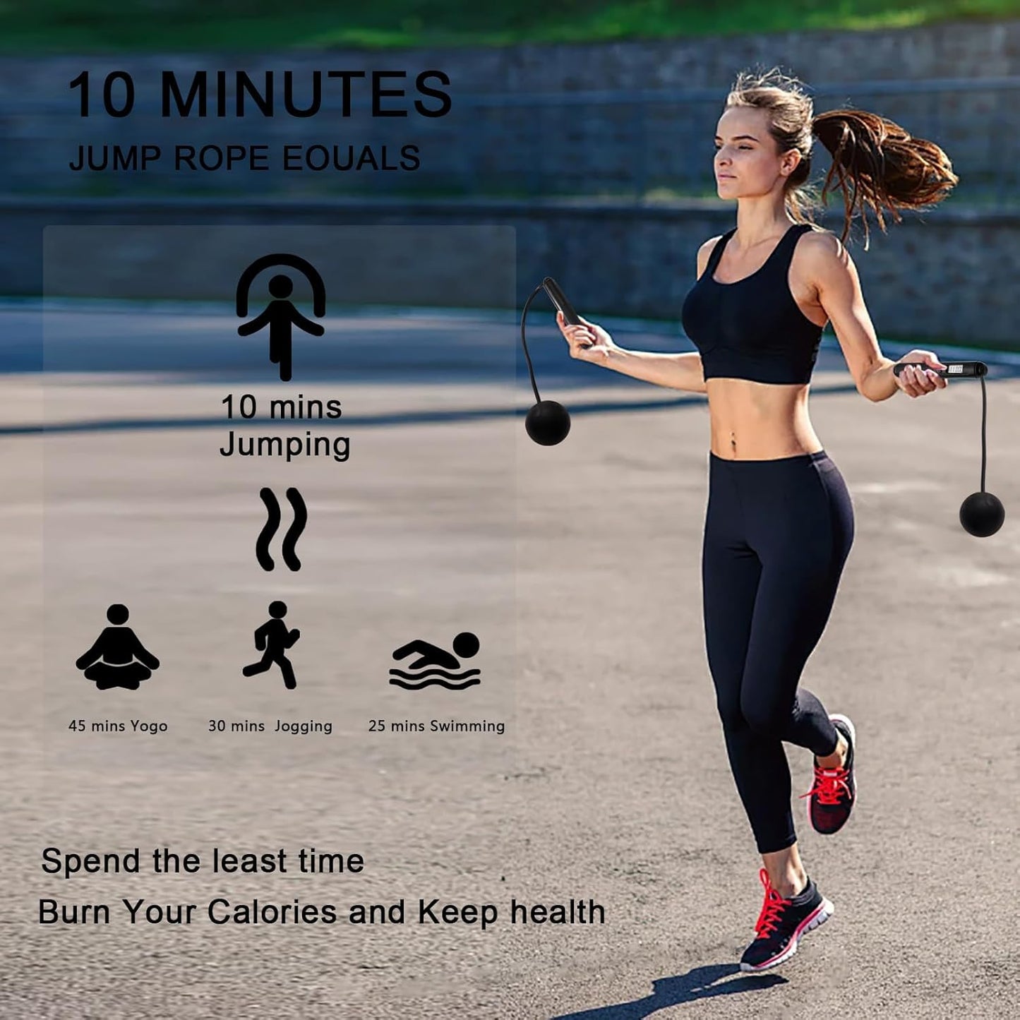 Skiennix Smart Jump Rope - 2-in-1 Weighted Corded & Cordless Design with LCD Display | Adjustable Length for Home Gym Fitness