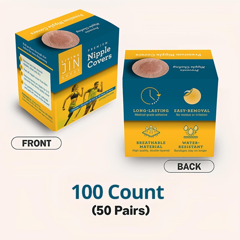 Premium 100 Pcs. (50 pairs) Ultra-Comfort Nipple Cover Stickers for Men | Nipple Protectors for Running | Male Nipple Covers to Prevent Chafing | Disposable Nipple Covers | Nipple Concealment