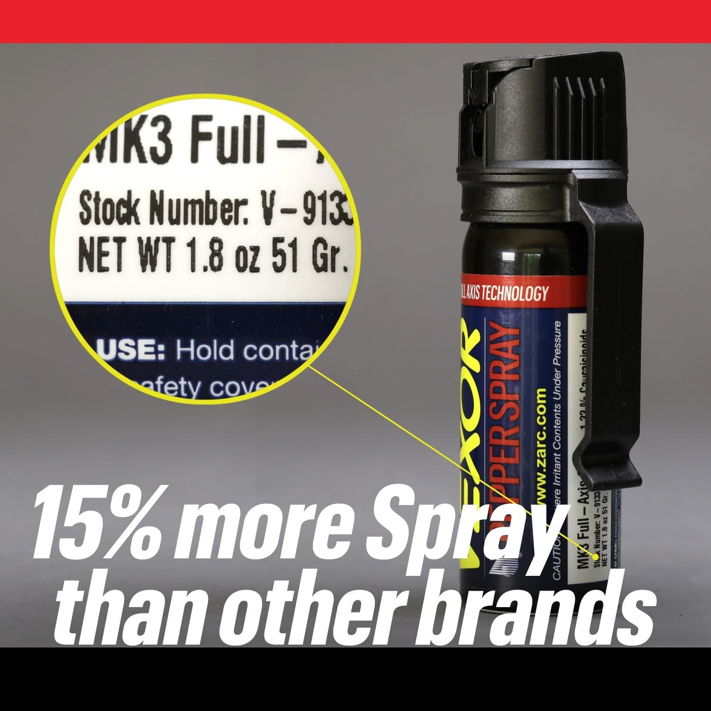 Vexor Maximum Strength Pepper Spray with Belt Clip, 20-Foot Range, Capability, and Flip Top Safety - 1 Pack
