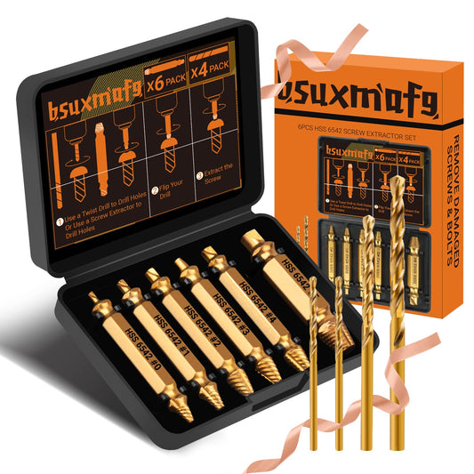 BSUXMAFG 10 PCS Damaged Screw Extractor Set, Screw Extractor Remover Kit for Stripped Screws & Drill Bit Tools, Cool Stuff Gadgets for Men Dad Boyfriend Father Husband, Mens Gifts