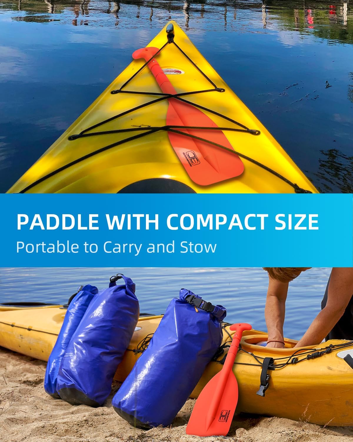 OCEANBROAD Telescoping Emergency Paddle - 42'' Collapsible Aluminium Shaft for Kayaking | Orange