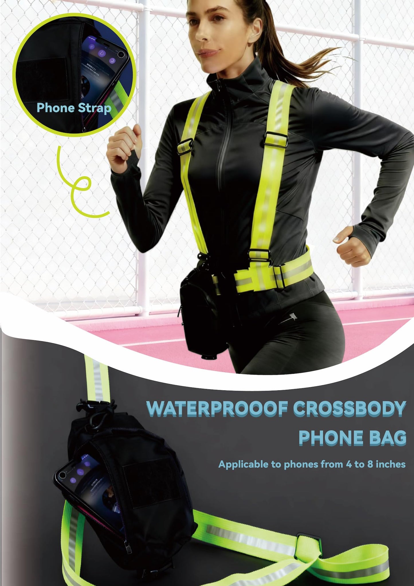 OXYWYAN Reflective Vest with Portable Pack, High Visible Safety Gear for Running Cycling Walking, Adjustable for Men Women