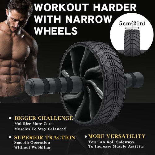 FEELCAT AB Roller Wheel for Hard Abdominal & Core Strength Training, Abs Workout Equipment for Home Gym with Knee Pad, Exercise Wheels for Men Women (Red)