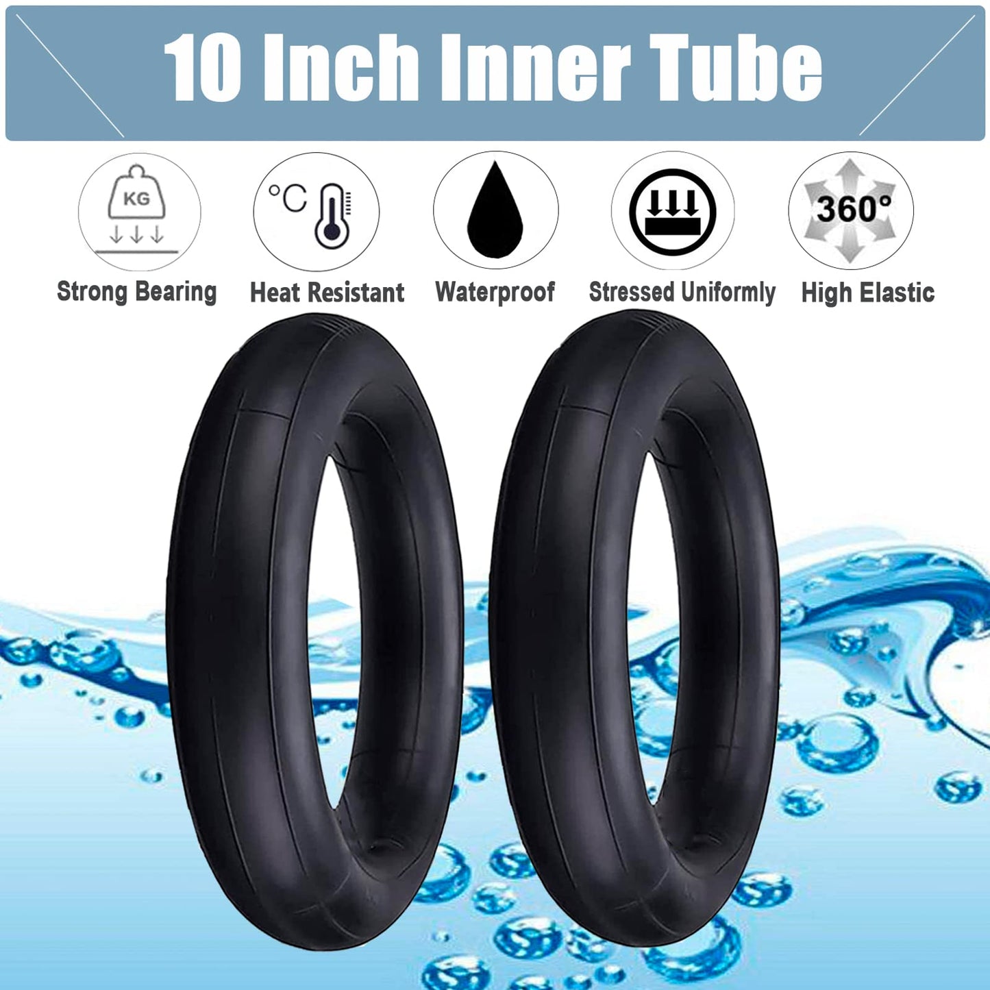 Cooryda Inner Tire,10x2.125 Inner Tube for Electric Scooter Tire Replacement Wheels with 0° Valve Stem for 10inch Tires with 6inch Rims(2 inner)