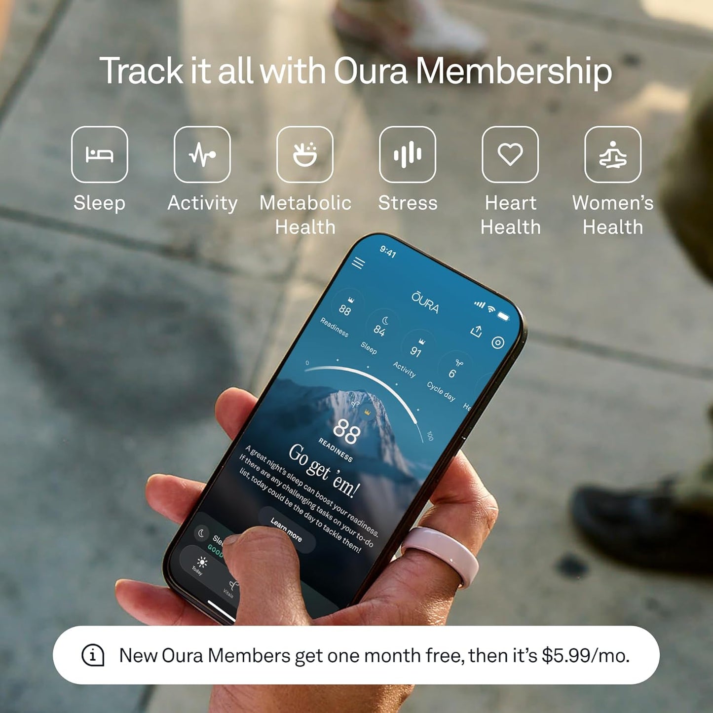 Oura Ring 4 - Ceramic Petal - Size 7 - Advanced Sleep & Activity Tracking | Up to 8 Days Battery Life