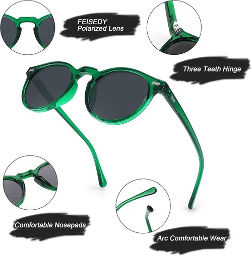 FEISEDY Vintage Round Polarized Sunglasses - Stylish UV400 Protection for Small Faces | Unisex Design