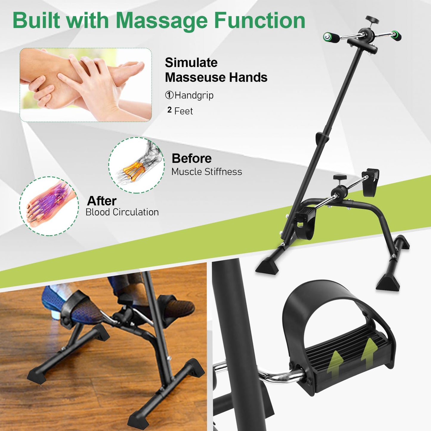 Wilitto Pedal Exerciser Bike, Elderly Exercise Bike,Hand Arm Leg Knee Peddler, Adjustable Fitness Equipment for Seniors, Elderly Home Pedal Exercise Bike for Total Body Black