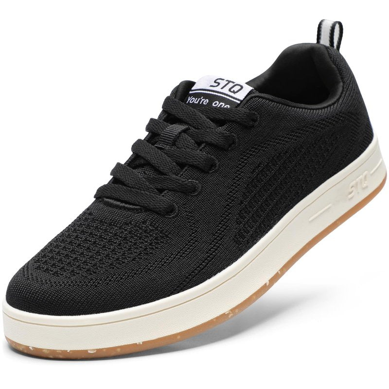 STQ Skate Shoes for Women Black Sneakers for Women Fashion Breathable Mesh Skateboard Shoes Black Size 7.5
