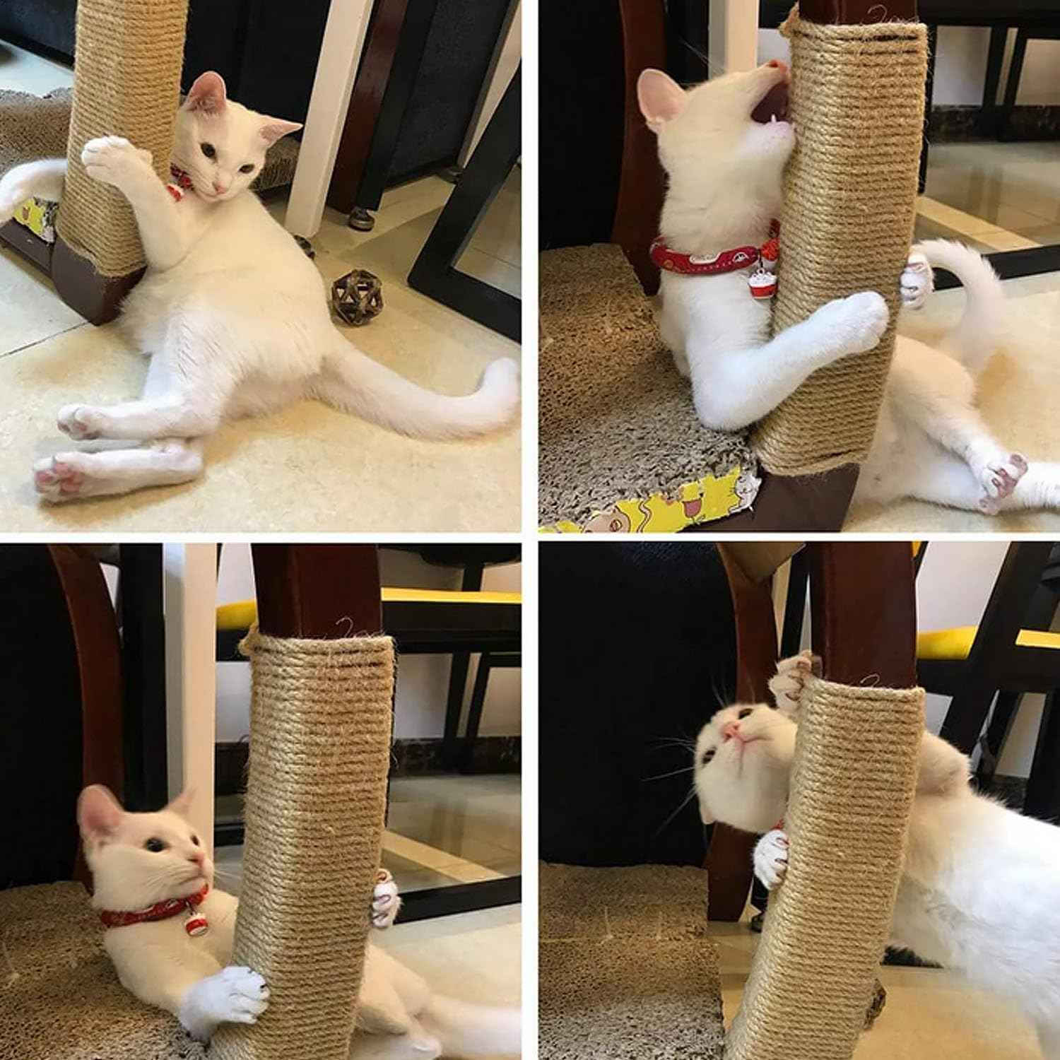 3/8 Inch Natural Jute Rope, 100 Feet Hemp Rope, 4 Strands Twisted Manila for Crafts, Gardening, Cat Scratching Post, Home Decorating, Indoor/Outdoor Use