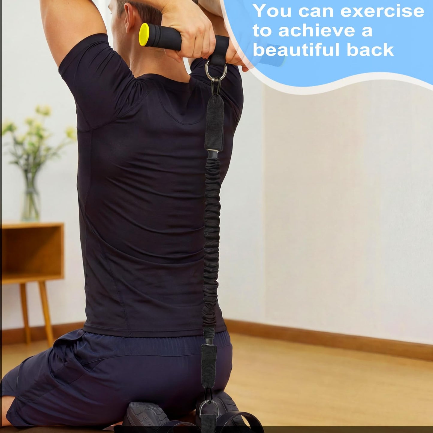 Upgraded Pedal Resistance Band with Handle - Fashion Puller Exercise Tool, Thickened Built-in Latex Tube Pedal Resistance Device & Soft Nitrile Rubber Anti-Slip Footrest for The Core/Arms (Black)
