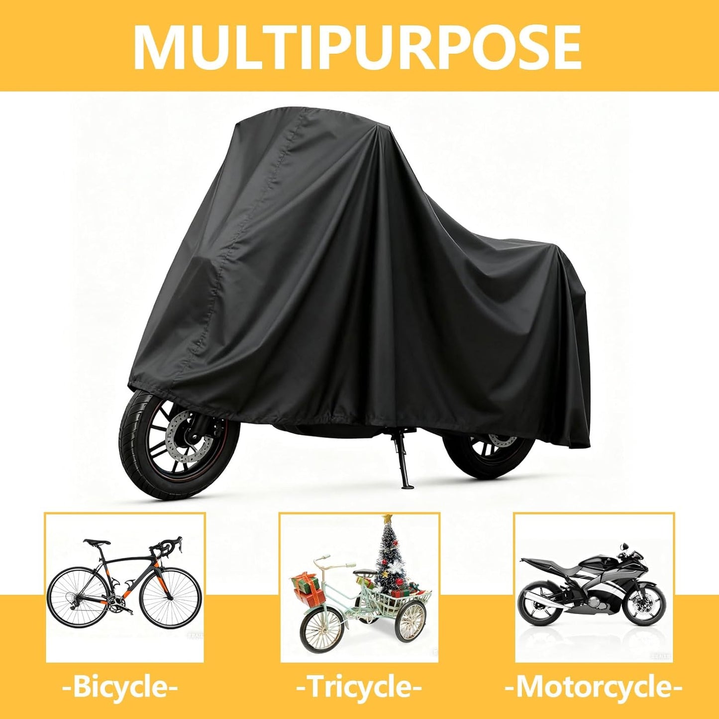 Waterproof Bike Cover - 2XL Outdoor Storage for 2-3 Bikes | Rain, Snow & Dust Resistant for Mountain & Ebike