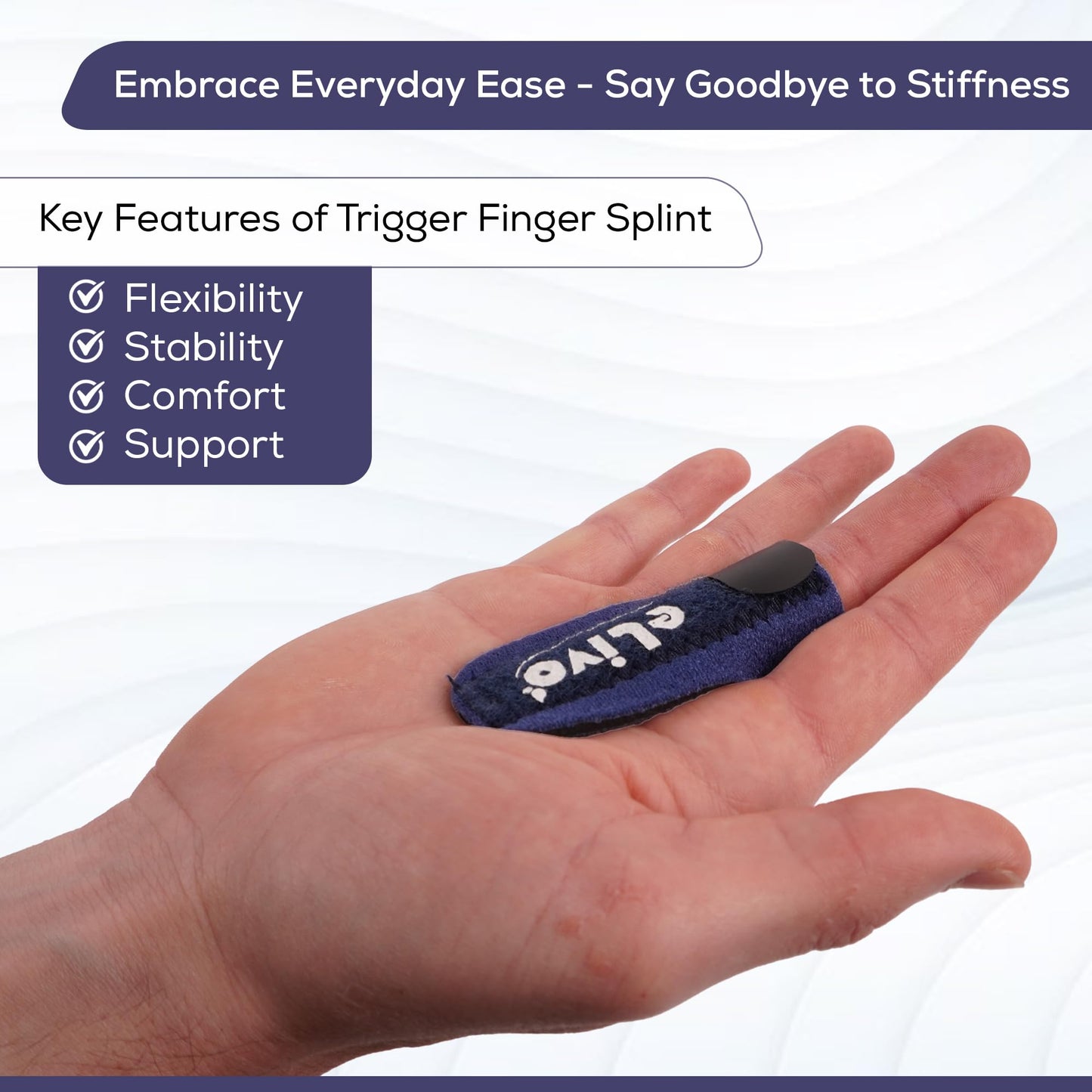 MedVance Elivo Finger Splint, Trigger Finger Support Brace for Thumb, Index, Middle, Ring, and Pinky Finger, One Size Fits All - 1 Pack