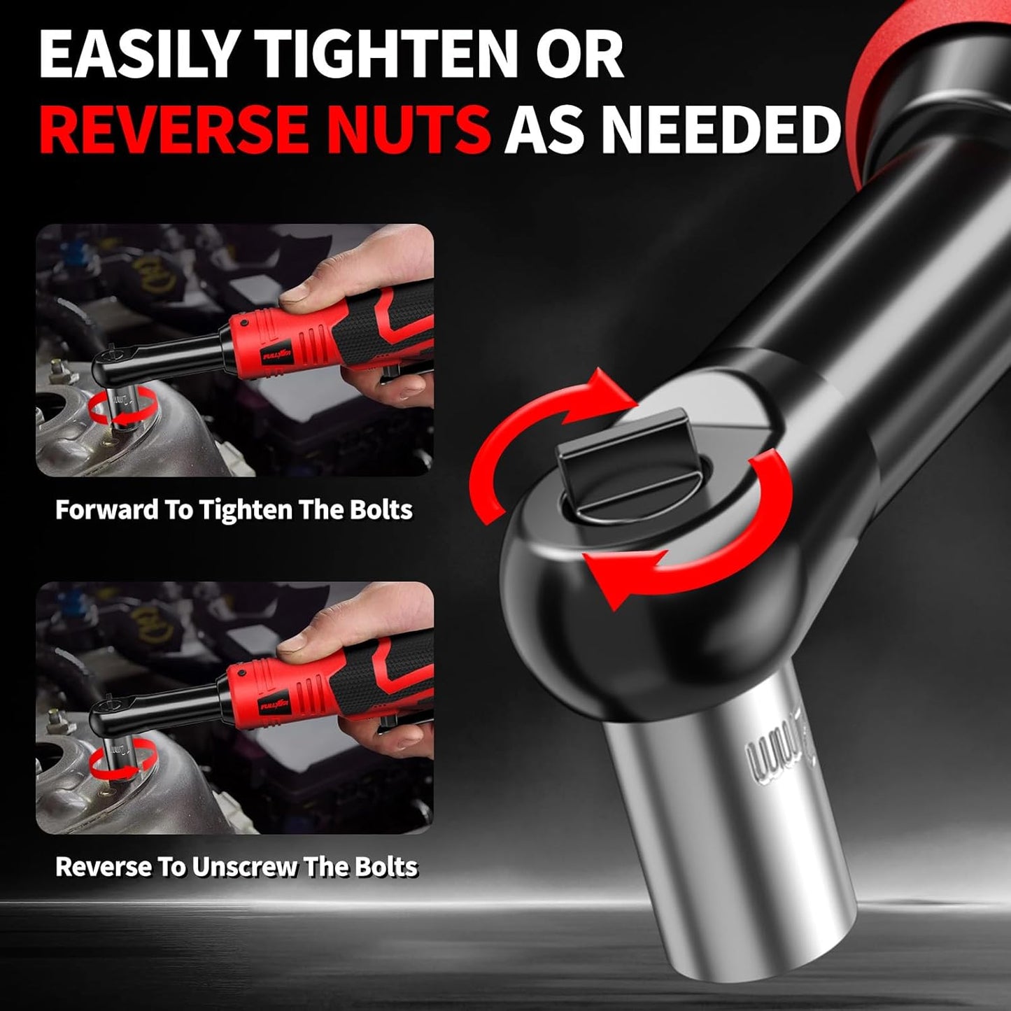 18V Cordless Electric Ratchet Wrench Set - 550 RPM, 3/8" with 7 Sockets, LED Light & 2.0Ah Battery